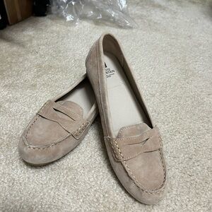White Mountain Tan Suede Loafers for Women